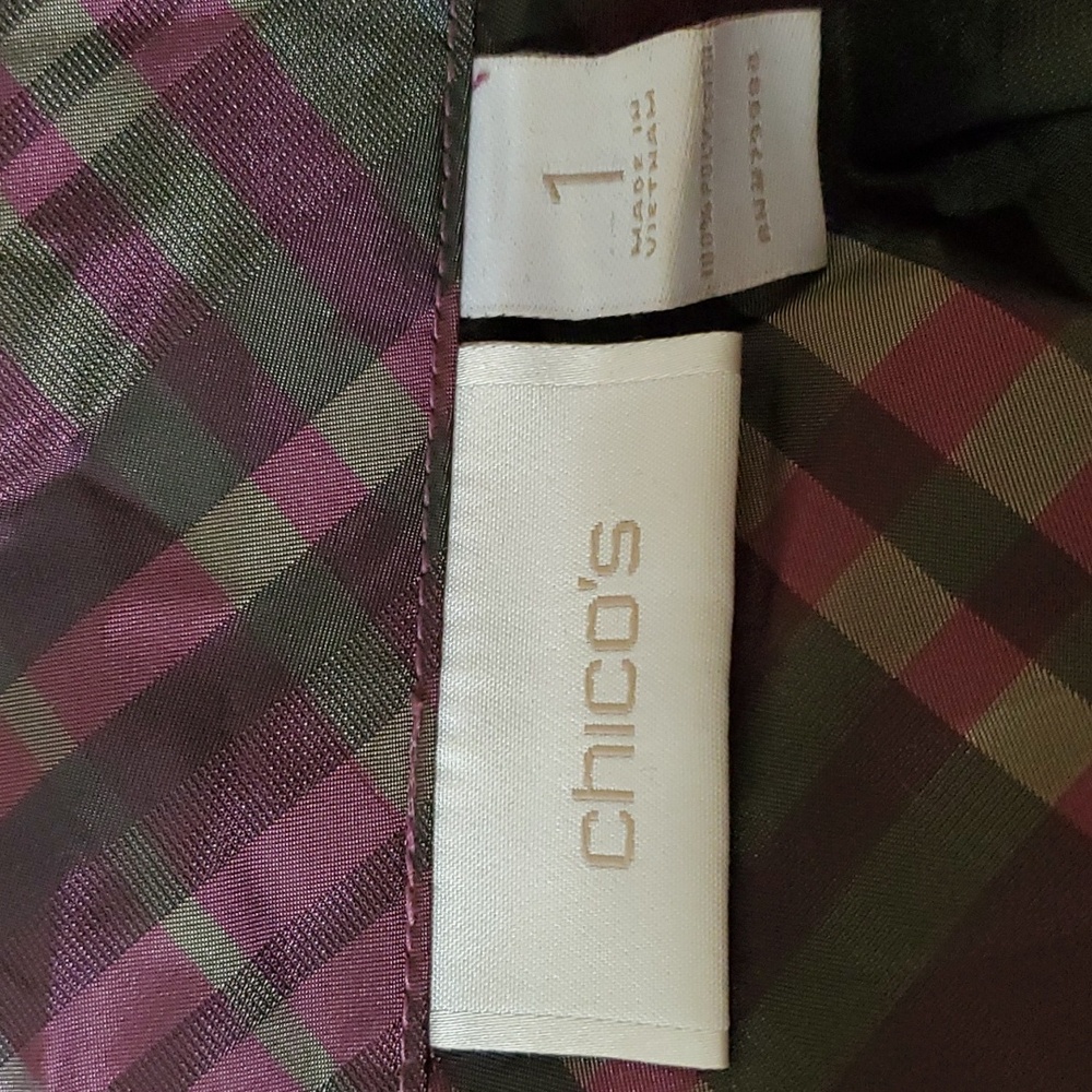 Chico's Plaid Windbreaker Purple and Green — Chico's Size 1/US 8 Medium - Picture 7 of 9